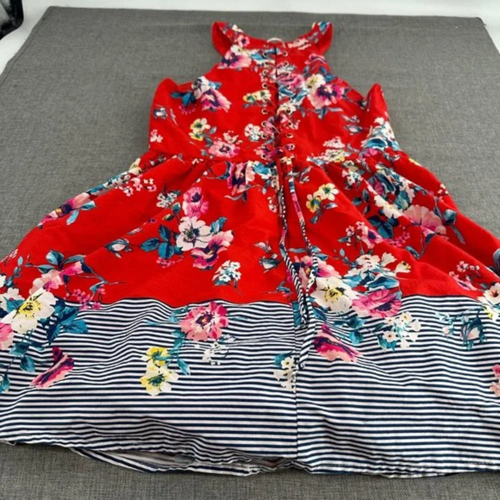 Trixxi Clothing Company Dress Girls XL Fit & Flare Floral Red Blue Pink Crisscro
